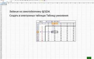 Как сделать таблицу умножения в экселе одной формулой