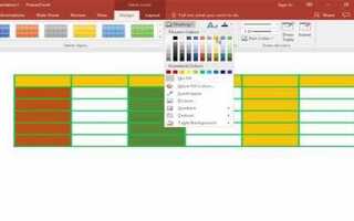 Как изменить цвет контура таблицы в powerpoint