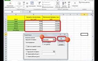 Как посчитать корреляцию в excel
