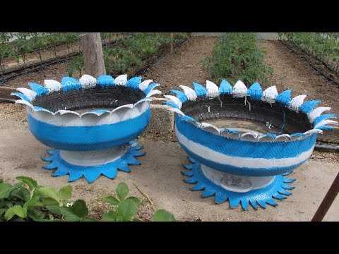 Украшение и финальная сборка вазы из колеса