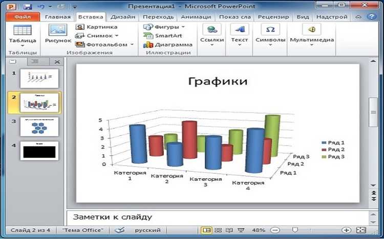 Выбор типа графика для данных в PowerPoint