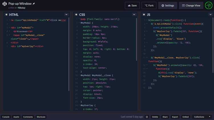 Использование JavaScript для переключения видимости блока