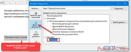 Вставка сноски через вкладку 