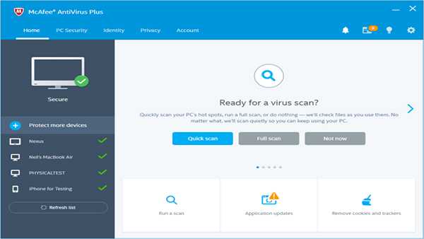 Остановка работы McAfee через диспетчер задач Windows