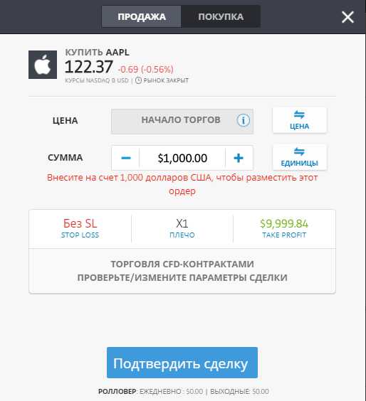 Размещение первого ордера на покупку