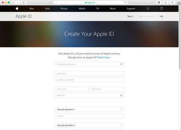 Подготовка к созданию нового Apple ID