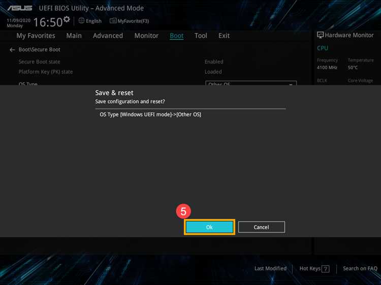 Изменение режима Boot с Windows UEFI на Legacy или Disabled